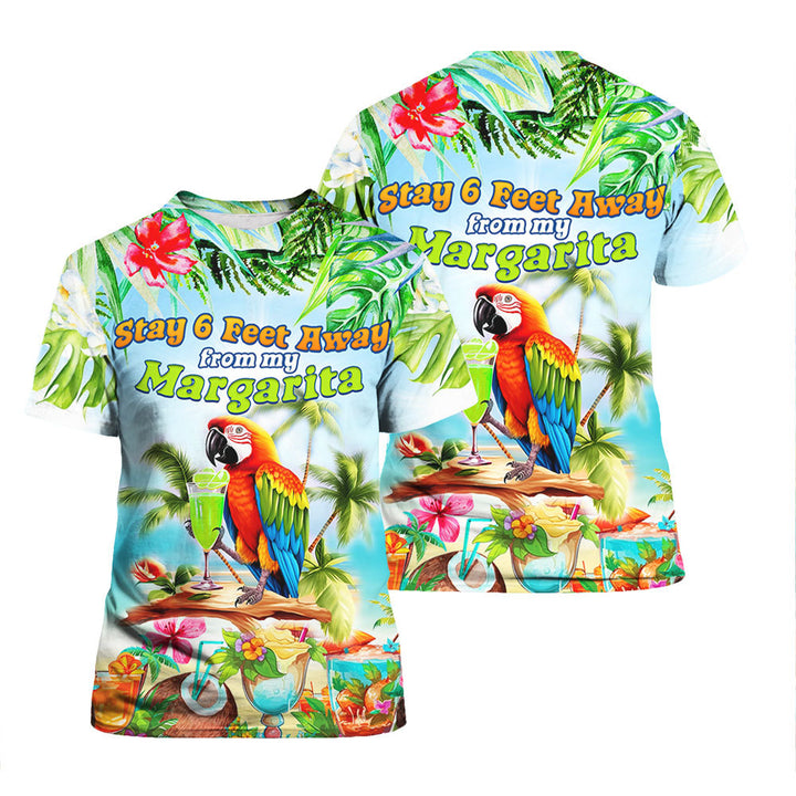 Stay 6 Feet Away From My Margarita Parrot Tropical T Shirt