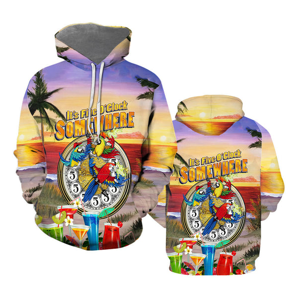 Parrot Tropical It's 5 O'clock Somewhere Hoodie