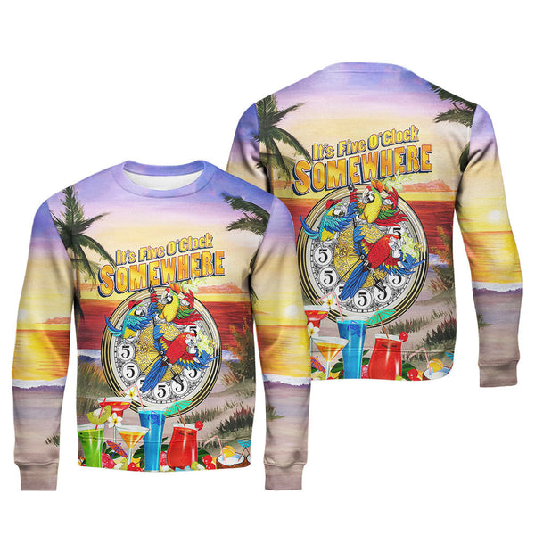 Parrot Tropical It's 5 O'clock Somewhere Crewneck Sweatshirt