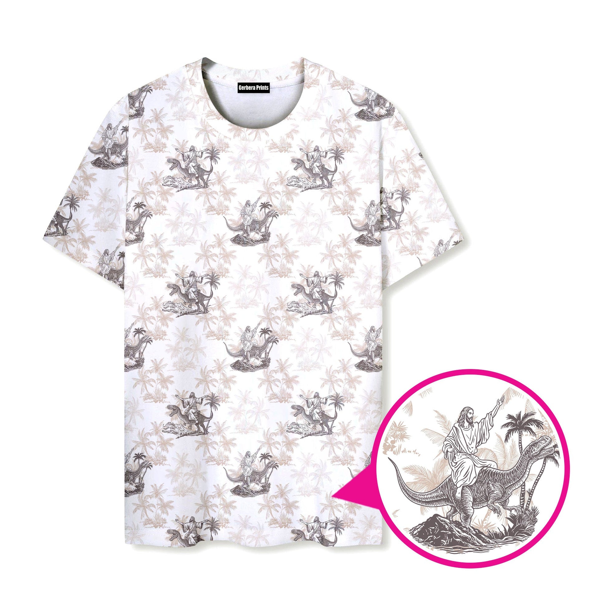 Jesus Riding Dinosaur - Funny T Shirt 