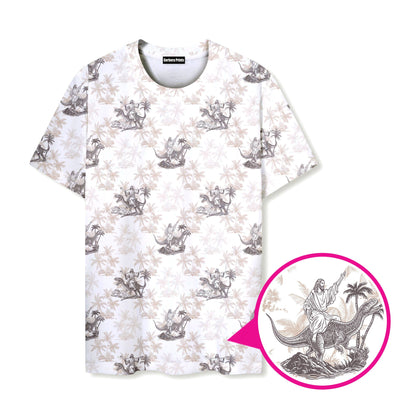 Jesus Riding Dinosaur - Funny T Shirt 