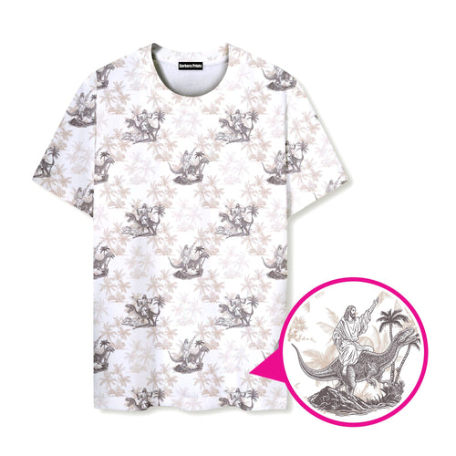 Jesus Riding Dinosaur - Funny T Shirt 