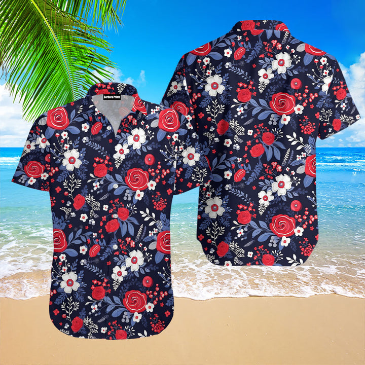 4th Of July Independence Day Roses Hawaiian Shirt