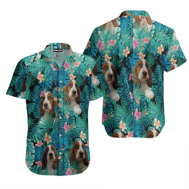 Basset Hound Dog Tropical Hawaiian Shirt