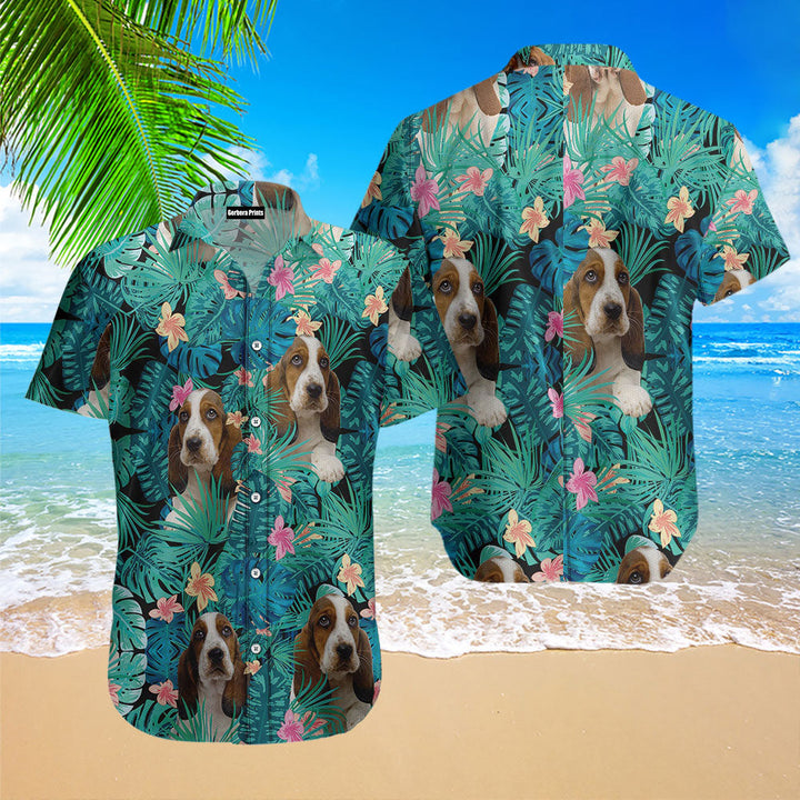 Basset Hound Dog Tropical Hawaiian Shirt