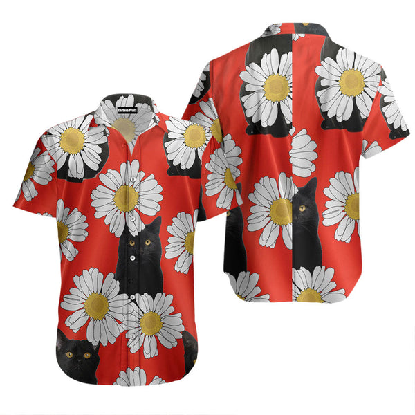 Black Cat Daisy Summer Hawaiian Shirt