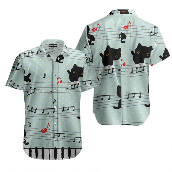 Black Cat With Music Hawaiian Shirt