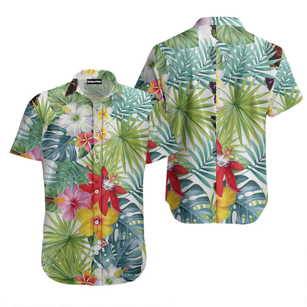 Butterfly Tropical Flower Hawaiian Shirt