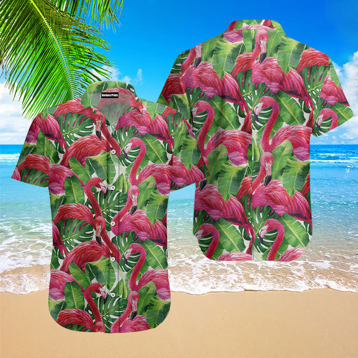 Flamingo Leaf Hawaiian Shirt