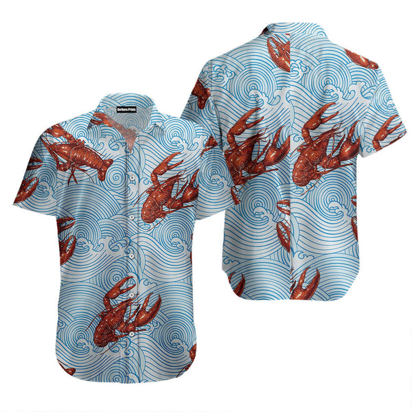 Lobsters Blue Waves Hawaiian Shirt