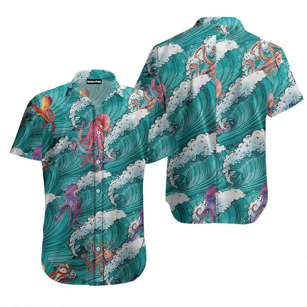 Octopus Sea Waves Hawaiian Shirt