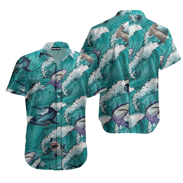 Shark Sea Waves Hawaiian Shirt