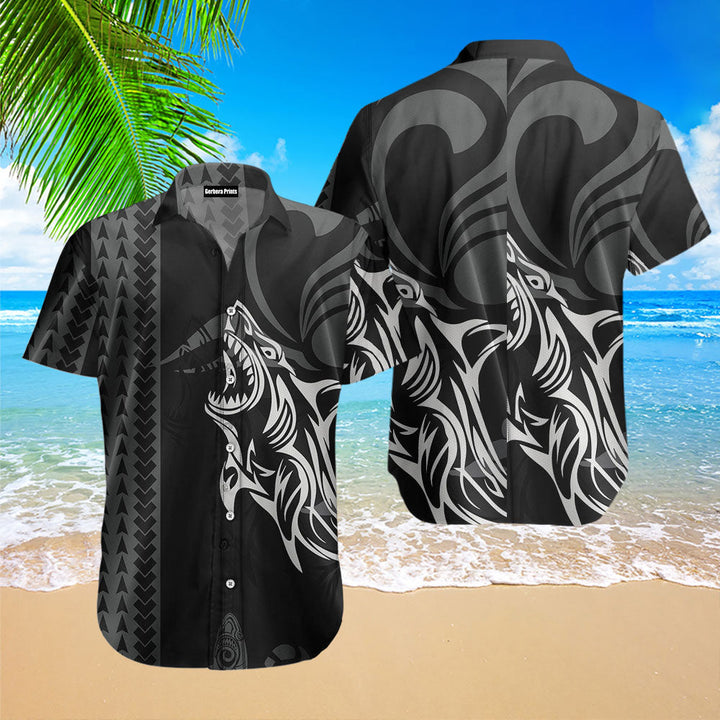 Tribal Shark Pattern Hawaiian Shirt