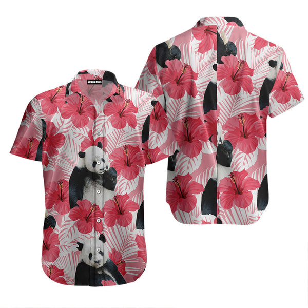 Tropical Flowers Hibiscus Panda Hawaiian Shirt