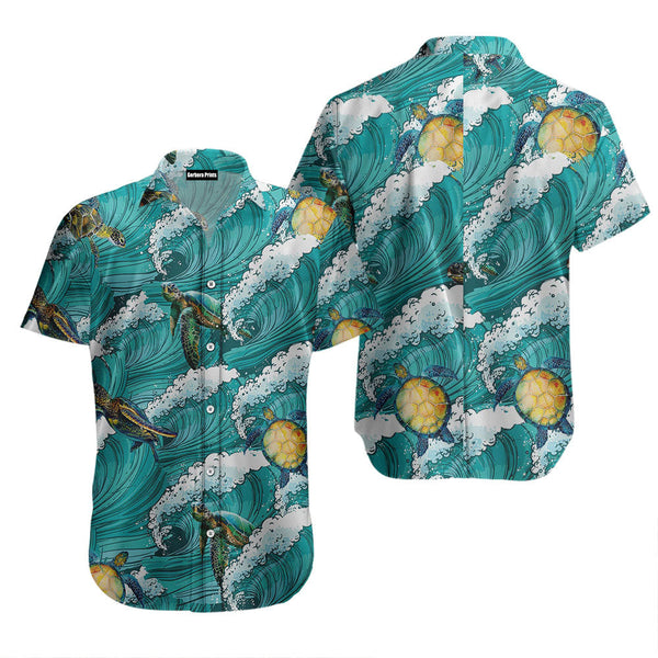 Turtle Sea Waves Hawaiian Shirt