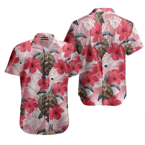 Turtle Tropical Flowers Hibiscus Hawaiian Shirt
