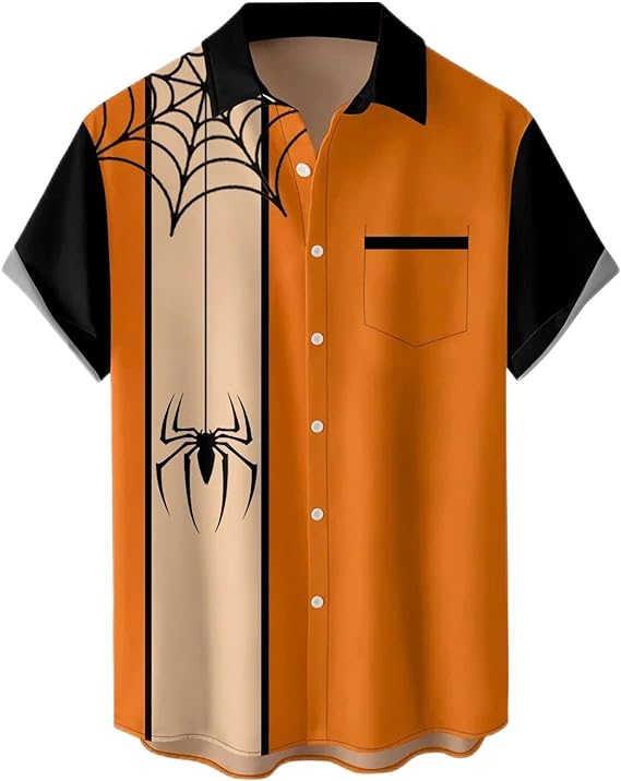 Halloween Orange Hawaiian Shirts