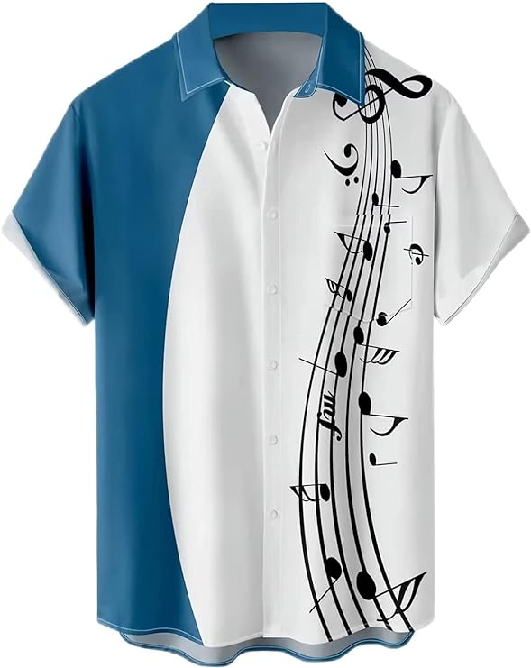 Music Blue White Hawaiian Shirts