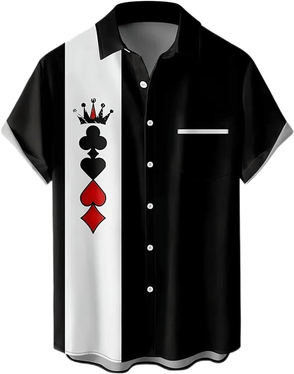 Bowling Poker Black Hawaiian Shirt