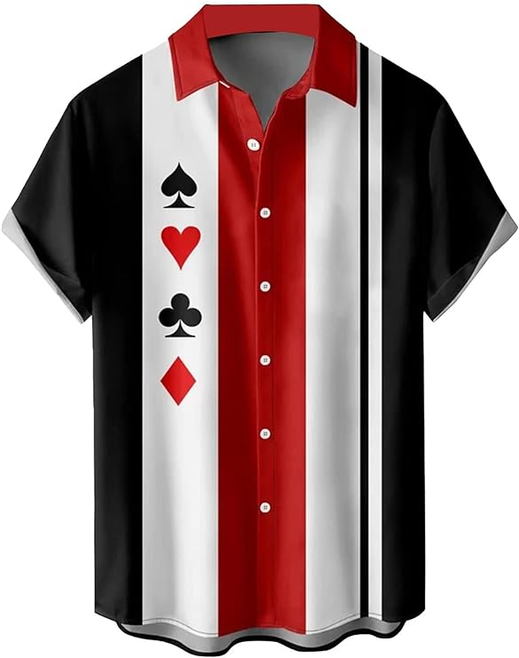 Bowling Poker Geometric Hawaiian Shirt