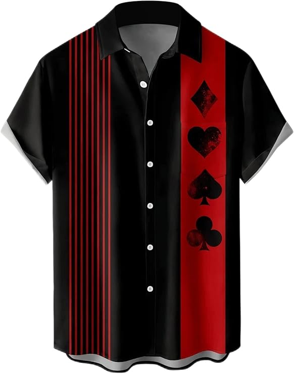 Bowling Poker Art Playing Card Retro Hawaiian Shirt