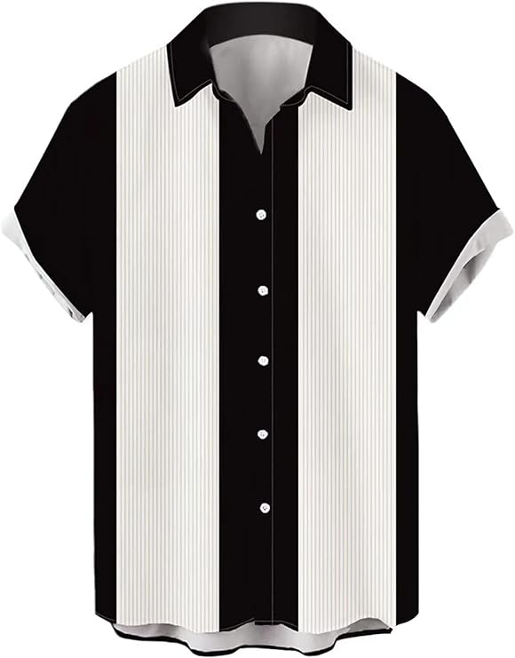 Bowling Black & White Retro Vintage Hawaiian Shirt