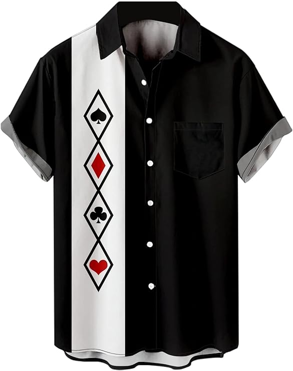 A Bowling-poker Symbols Retro Vintage Hawaiian Shirt