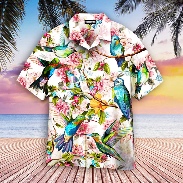 Hummingbirds Magnolia Flowers Pattern Hawaiian Shirt