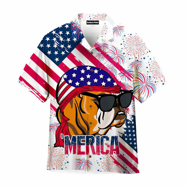 4th Of July Independence Day Bulldog Merica Hawaiian Shirt