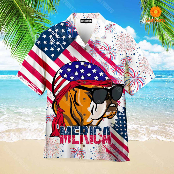 4th Of July Independence Day Bulldog Merica Hawaiian Shirt