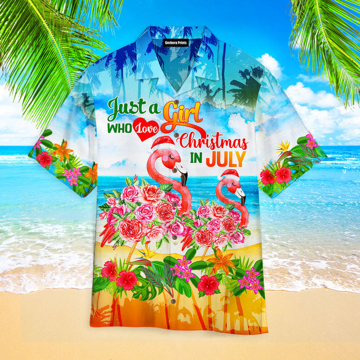 Just A Girl Loves Christmas In July Hawaiian Shirt