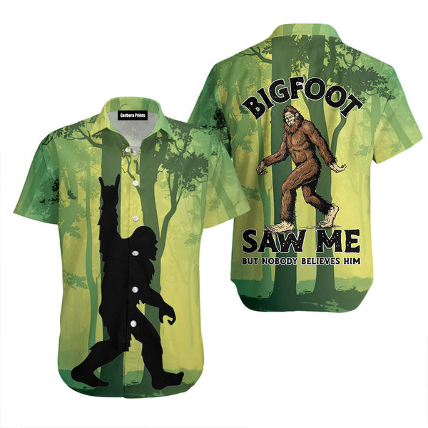 Bigfoot Saw Me In The Forest Green And Yellow Hawaiian Shirt