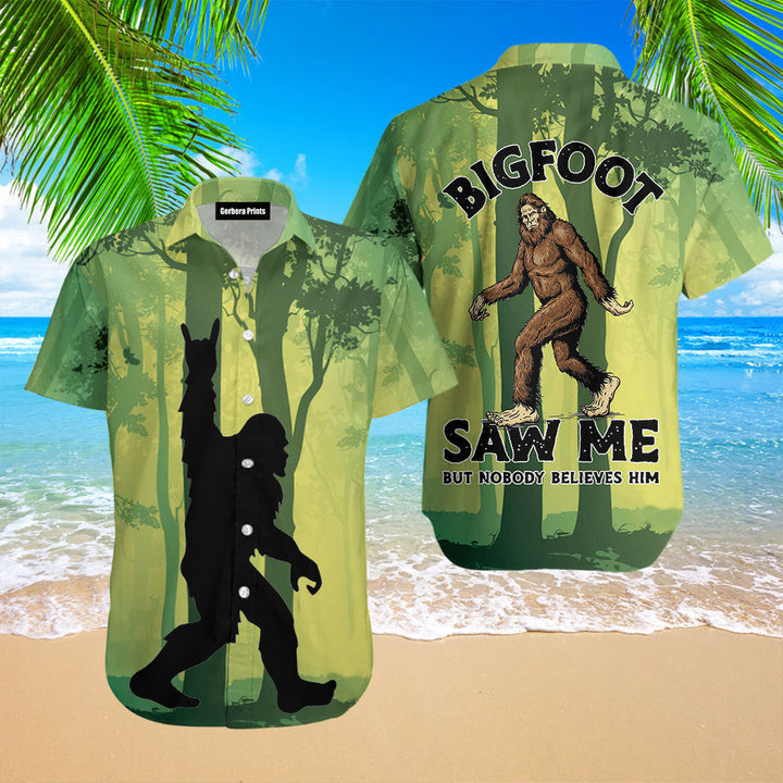 Bigfoot Saw Me In The Forest Green And Yellow Hawaiian Shirt