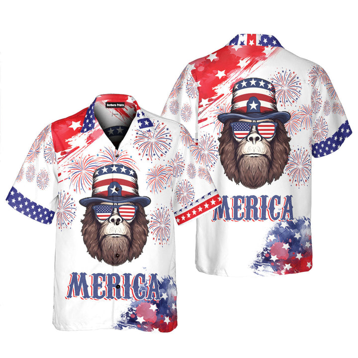 Independence Day 4th Of July Merica Bigfoot American Firework Hawaiian Shirt