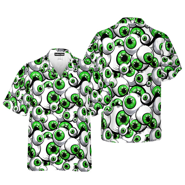 Halloween Greeny Scary Eyes Hawaiian Shirt 