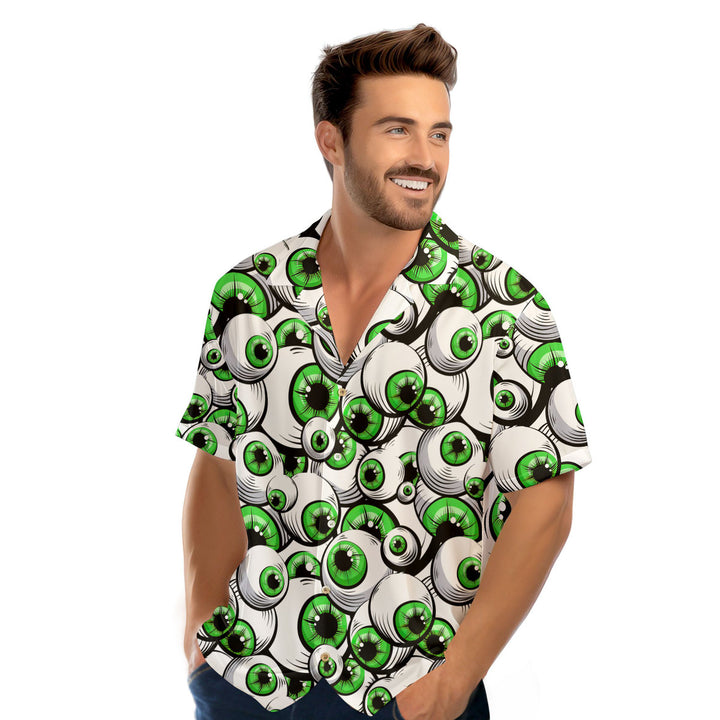 Halloween Greeny Scary Eyes Hawaiian Shirt 