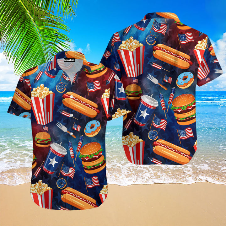 4th Of July Independence Day Fast Food Hawaiian Shirt