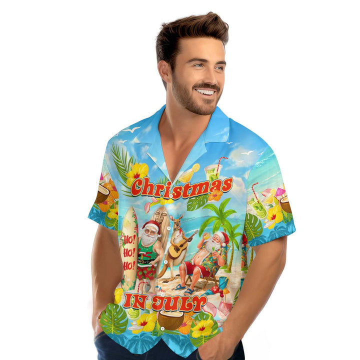 Christmas In July Santa On The Beach Hawaiian Shirt 