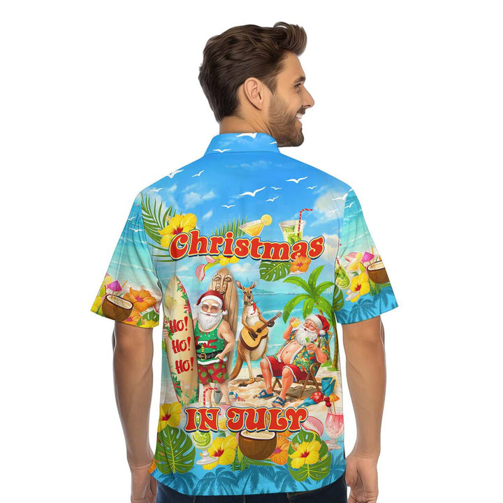 Christmas In July Santa On The Beach Hawaiian Shirt 