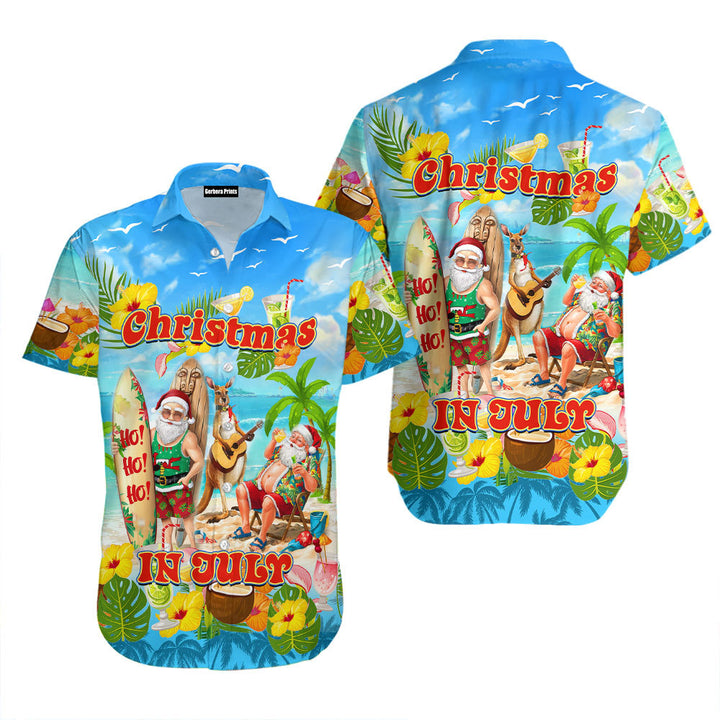 Christmas In July Santa On The Beach Hawaiian Shirt 