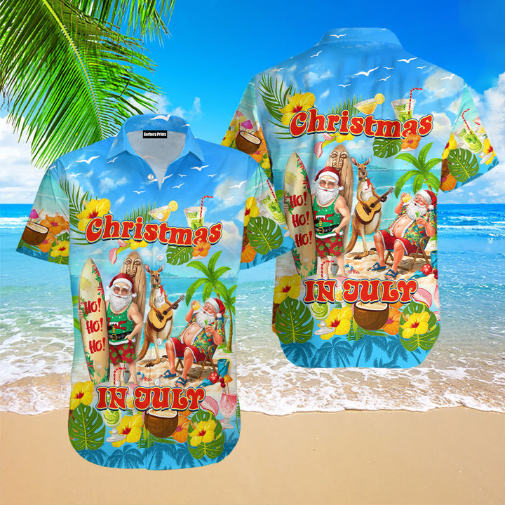 Christmas In July Santa On The Beach Hawaiian Shirt 