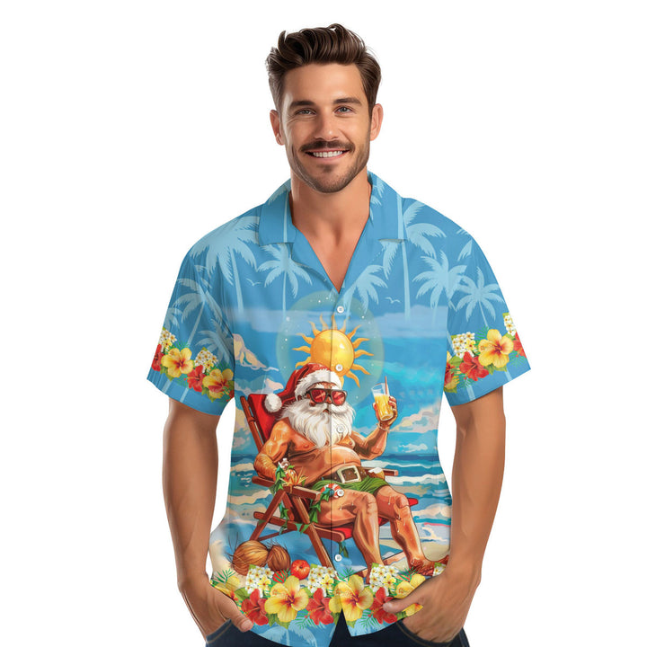 Funny Santa Christmas In July Vacation Hawaiian Shirt