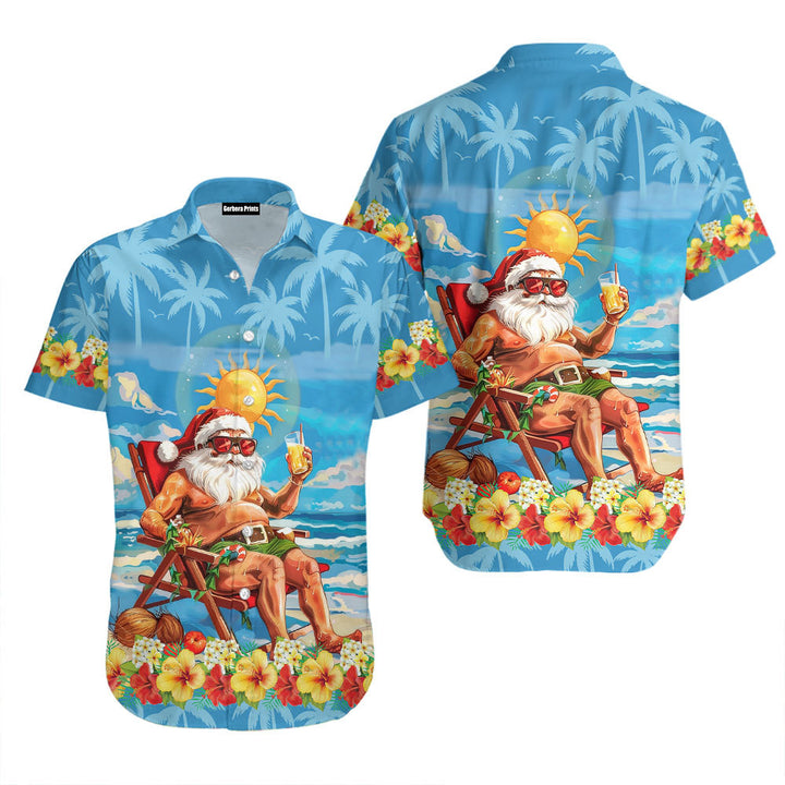 Funny Santa Christmas In July Vacation Hawaiian Shirt