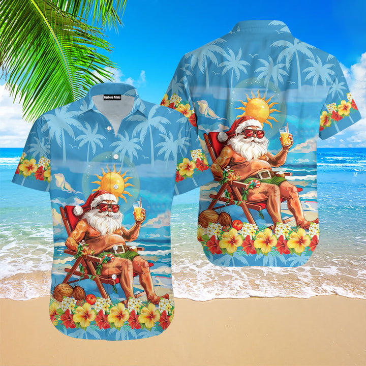 Funny Santa Christmas In July Vacation Hawaiian Shirt