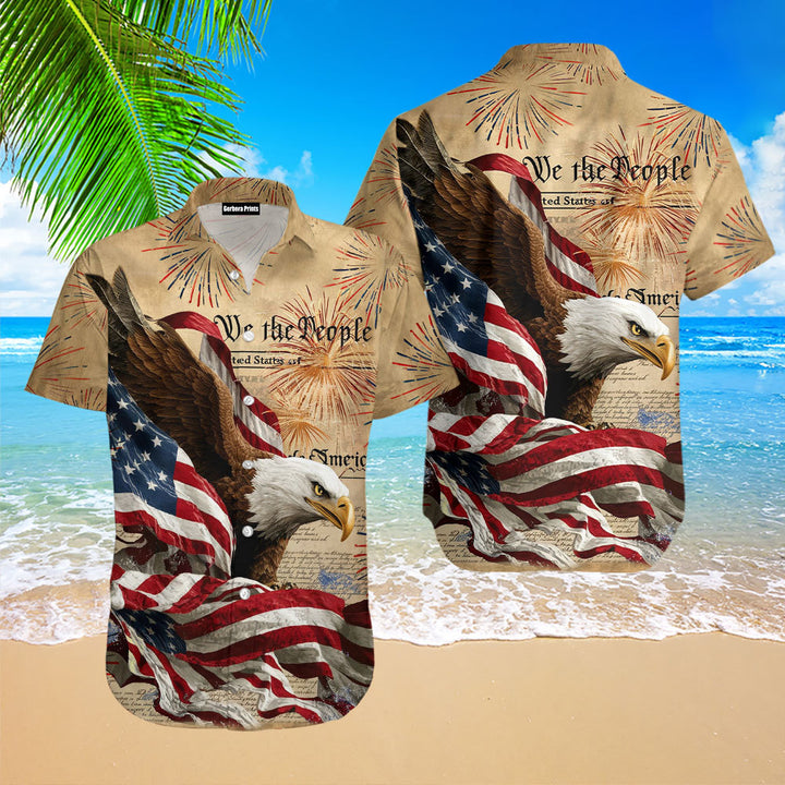 We Theo People 4th Of July Independence Day Eagle American Flag Vintage Hawaiian Shirt 