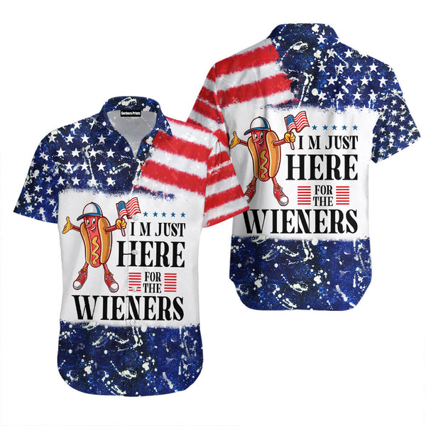 I'm Just Here For The Wieners Funny American Hotdog Hawaiian Shirt