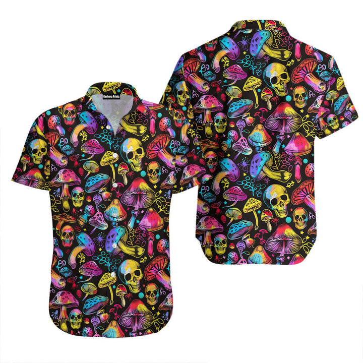 Colorful Hippie Mushroom Skull Hawaiian Shirt