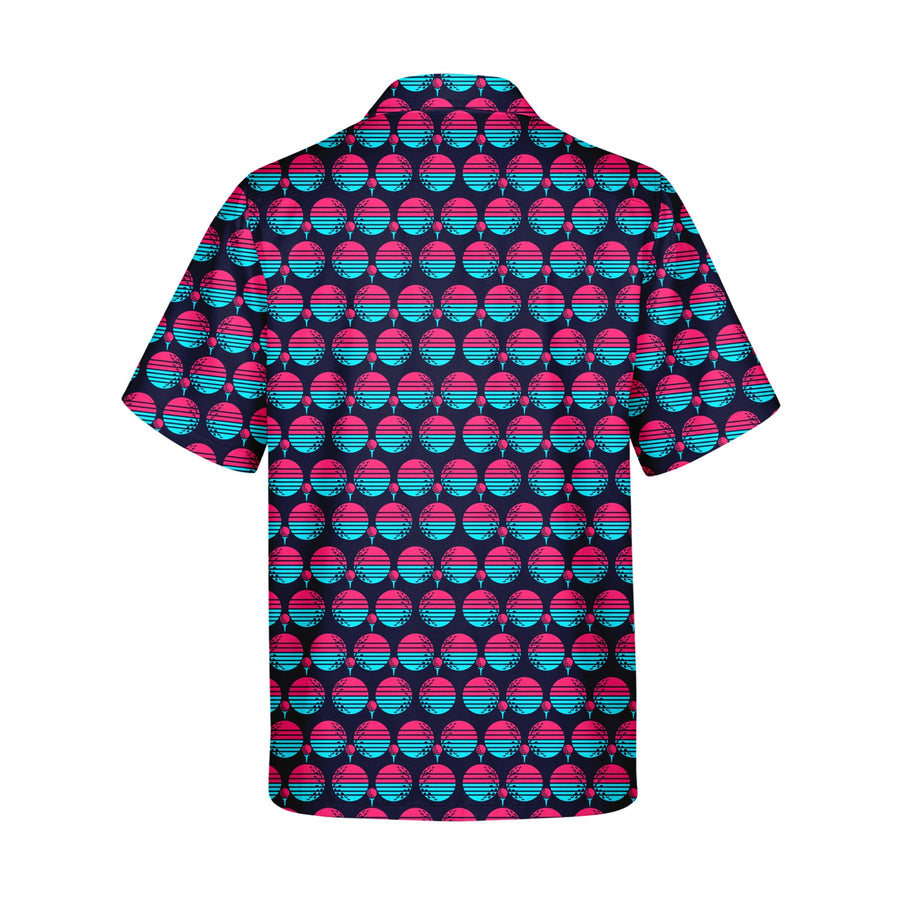 Back preview of Synthwave Bogey Sun - Funny Golf Hawaiian Shirt with your team and number