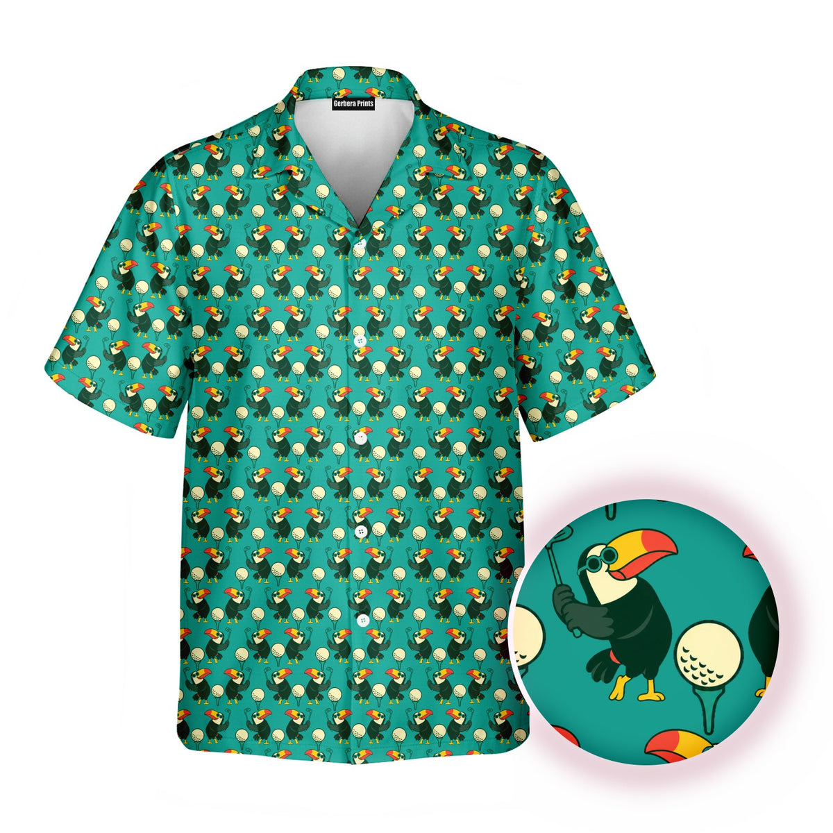 Toucan Tee Time Hawaiian Shirt - Detail Close-up