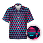 Synthwave Bogey Sun Kids Hawaiian Shirt - Detail Close-up
